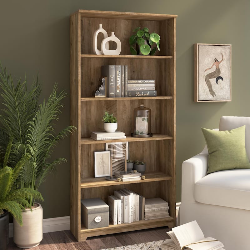 Bush Furniture Cabot Tall 5 Shelf Bookcase with Adjustable Shelves