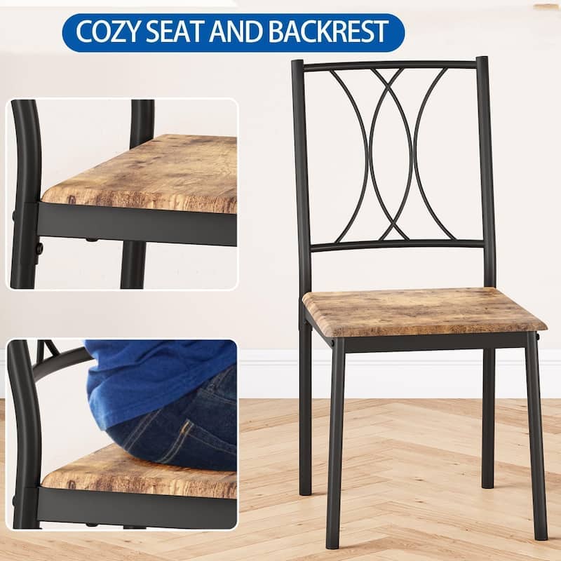 Dining Table and Upholstered Chairs Set 2, Metal Frame Compact Dining