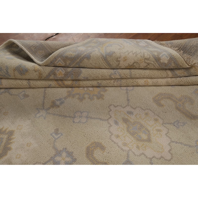 Earth Tone Oushak Indian Rug Hand-Knotted Transitional Wool Carpet - 8'0"x 9'5"