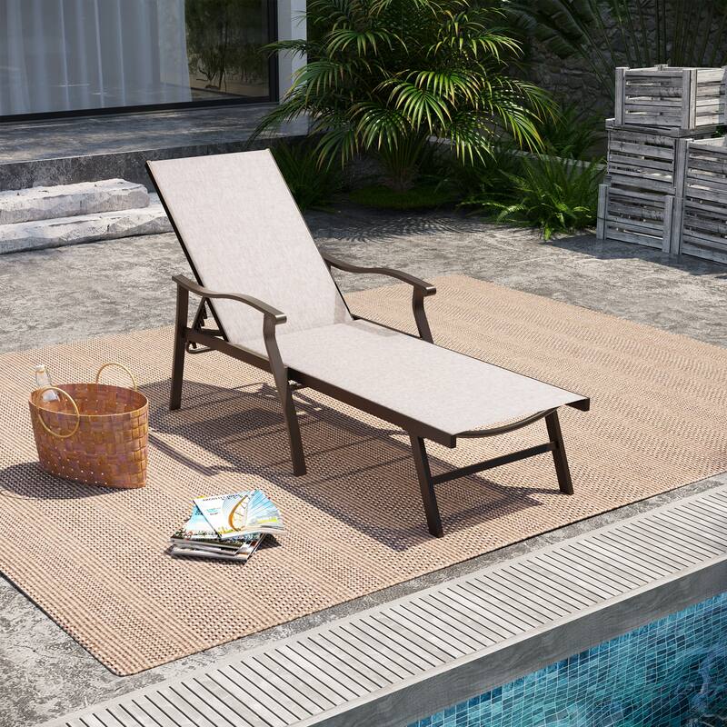 Pellebant Outdoor Patio Aluminum Adjustable Chaise Lounge Chair