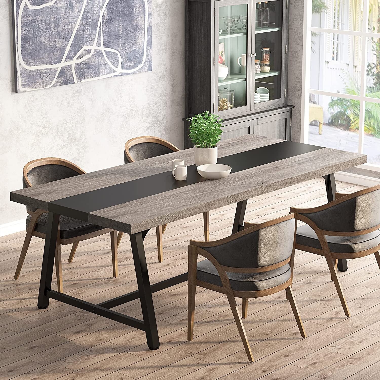 Dining Table for 8 People, 70.87-inch Rectangular Wood Kitchen