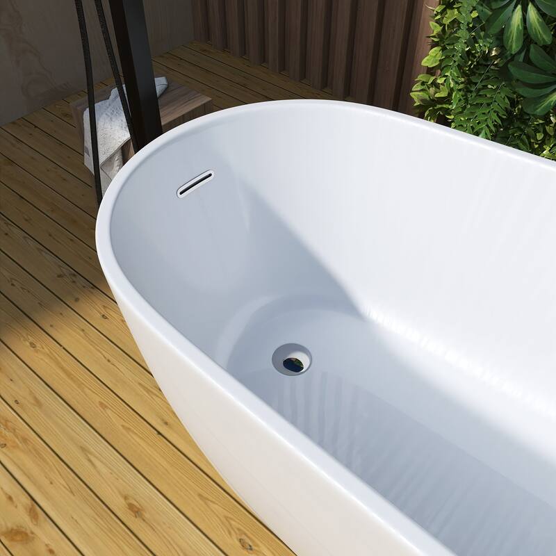 Acrylic Single Slipper Freestanding Soaking Bathtub with Drain