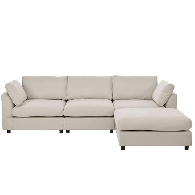 L Shaped Sectional Sofa Convertible Sleeper Sofa with Reversible Chaise ...