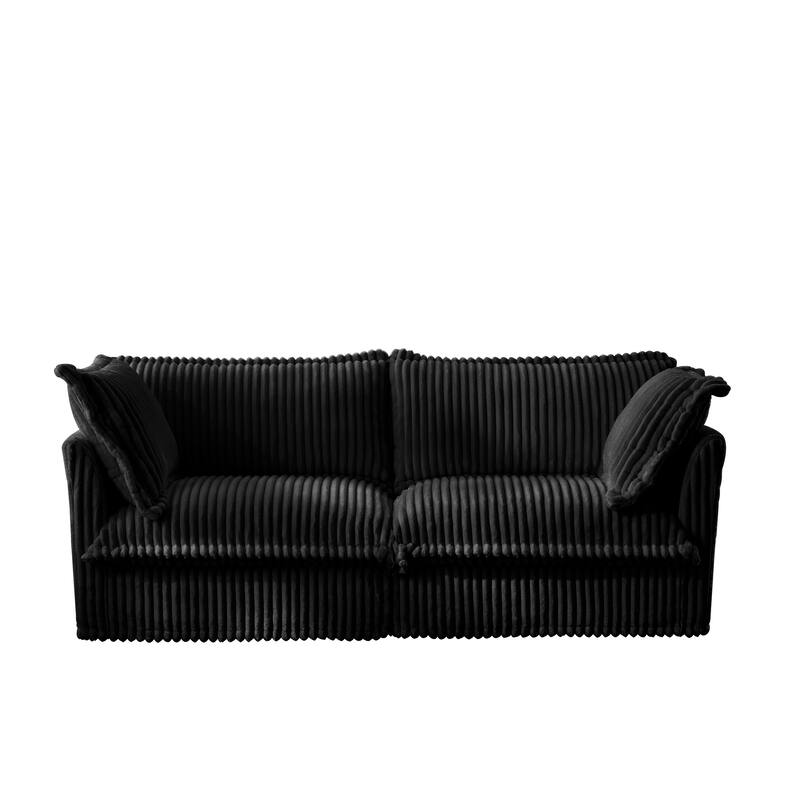 GDFStudio - Modern Corduroy Deep-Seat Slipcovered 2-Seater 83.4" Loveseat Sofa