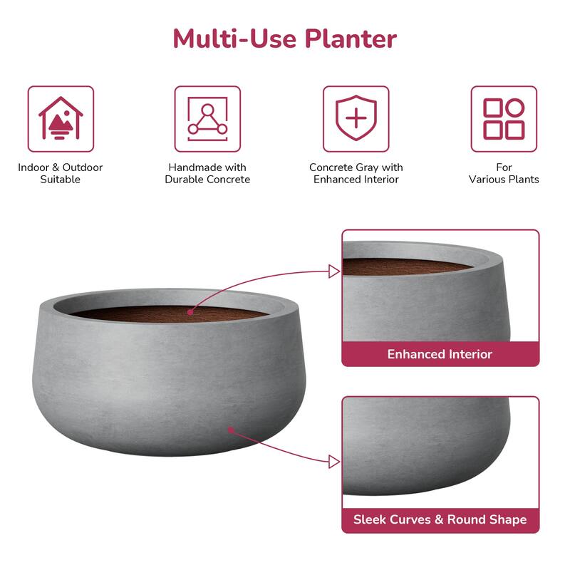 Small Concrete Round Planter / Pot Indoor & Outdoro Planter Bowl