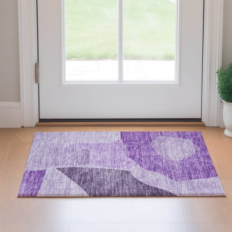 Premium Washable Super Soft Contemporary Geometric Mayfield Rug - Eggplant - 1' 8" x 2' 6" - Rectangle