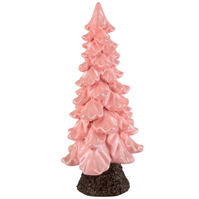 Iridescent Pearl Glazed Downswept Tree Christmas Decoration - 9.25" - Pink