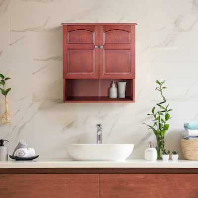 Teamson Home Martha Two-Door Removable Wall Cabinet, Mahogany