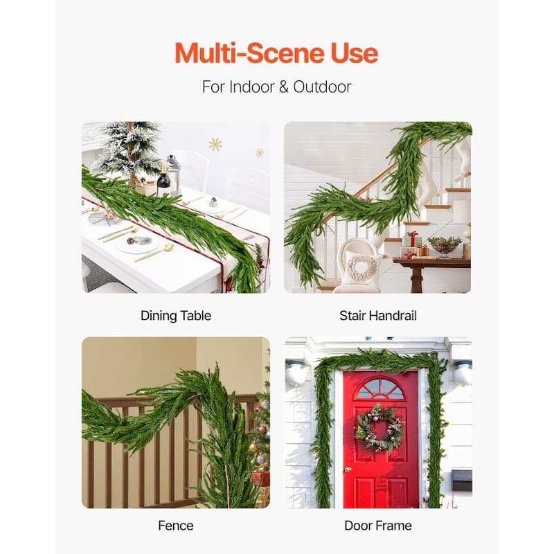 Lush Green Norfolk PE Christmas Garland with Full Fluffy Design for Home and Holiday Decoration