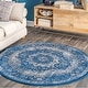 preview thumbnail 74 of 80, Nuloom Verona Vintage Persian Area Rug 5' Round - Dark Blue