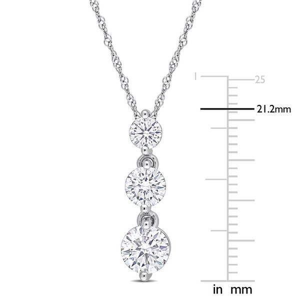 Miadora 1 2/5ct DEW Moissanite Graduated Three-Stone Drop Necklace in Sterling Silver