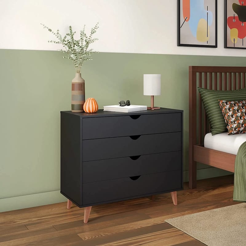Minimalist 4-Drawer Dresser - Wooden Cabinet
