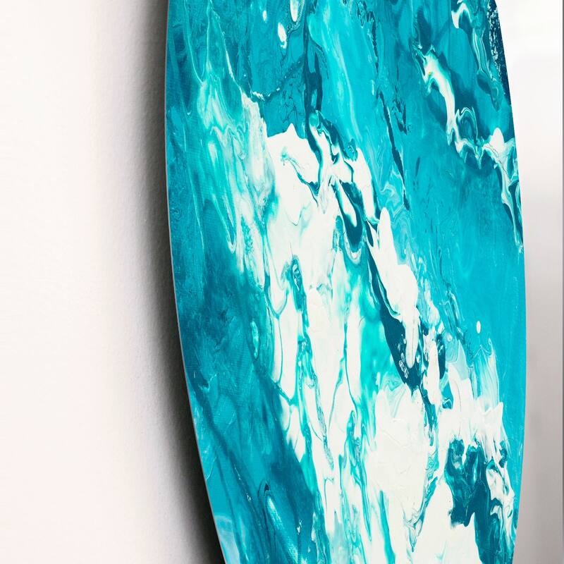 Designart 'White Clouds On Blue Marble II' Modern Metal Circle Wall Art