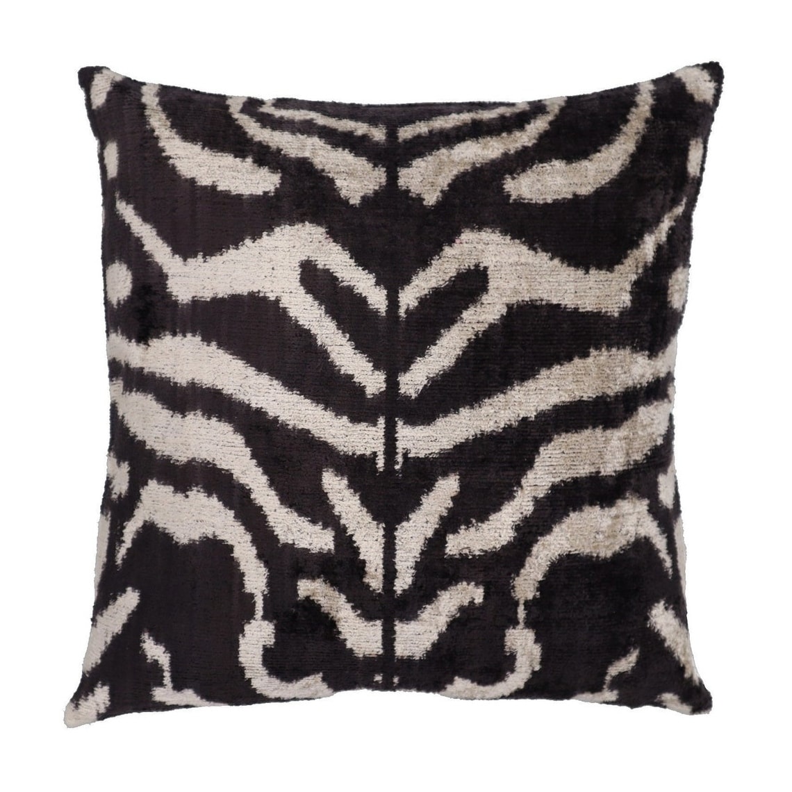 Handmade Modern Throw Pillows with Insert Black White Velvet 16x16 in - Black/White