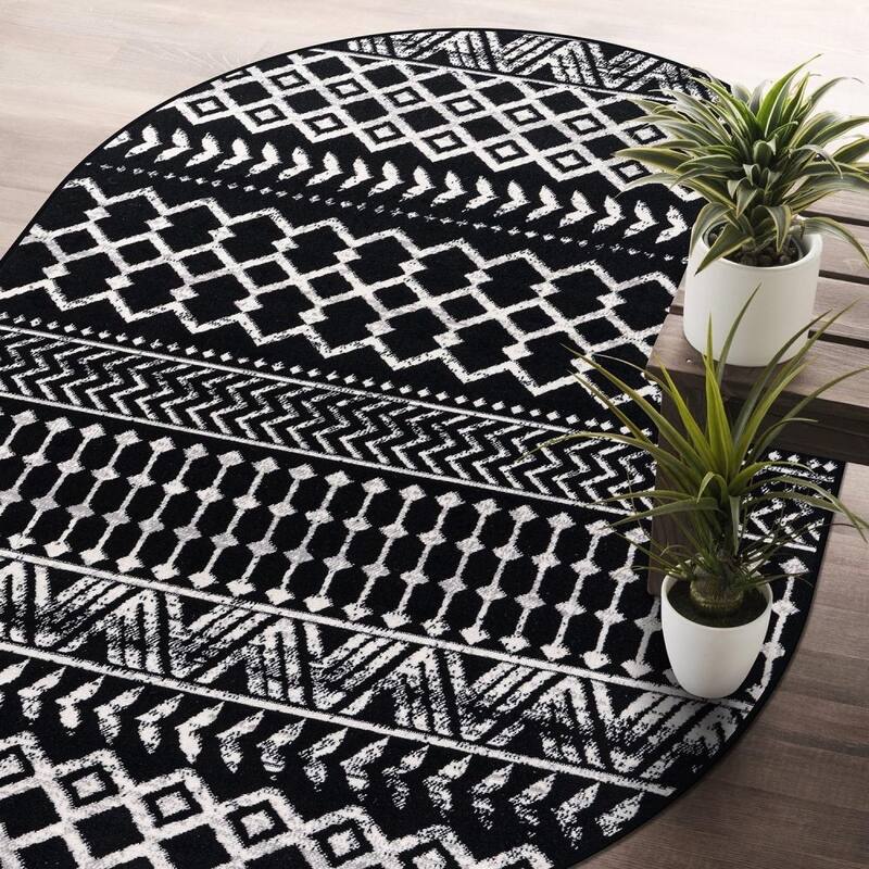 5'x7' Oval Boho Area Rug Geometric Design Non-Shedding - 60*84
