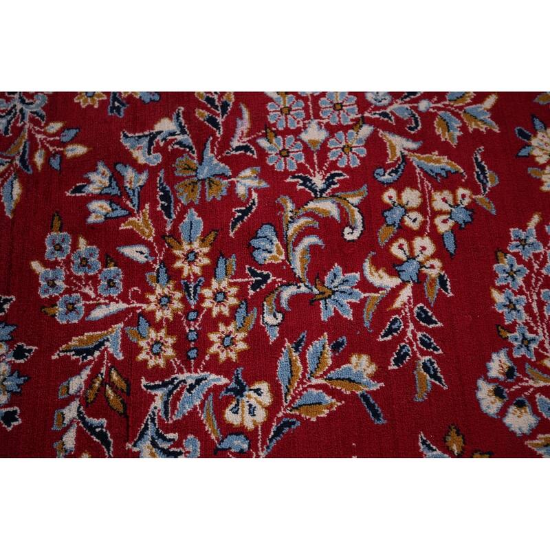Traditional Red Kashan Turkish Area Rug Machine-Made Bedroom Carpet - 9'6" x 13'0"