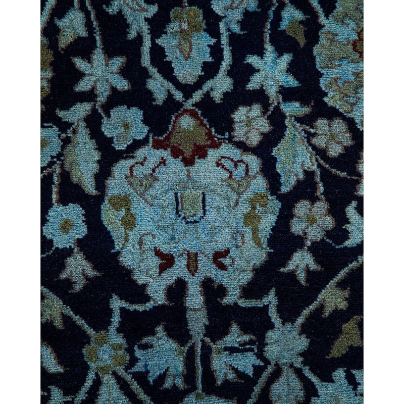 Overton Hand Knotted Wool Vintage Inspired Modern Contemporary Overdyed Blue Square Area Rug - 6' 2" x 6' 2"