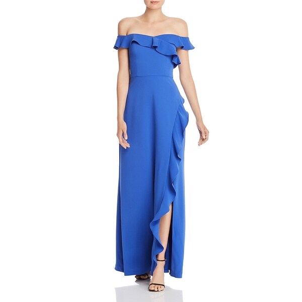 bcbg off the shoulder ruffle dress