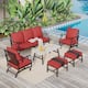 MAISON ARTS 6/7-Piece Patio Conversation Sets, Sofa Set with 2/4 x Single Chairs, 1 x 3-seater Sofa and Coffee Table/Ottomans