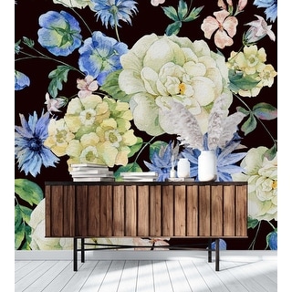 Dark Floral Wallpaper Peel and Stick and Prepasted - Bed Bath & Beyond ...