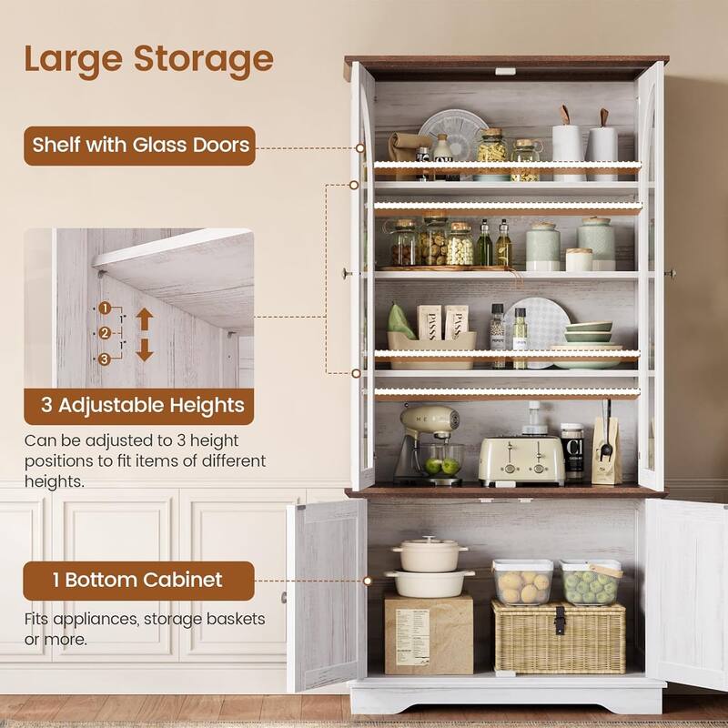 Tall Arched Cabinet Bookcase with storage Bookshelf 2 Door