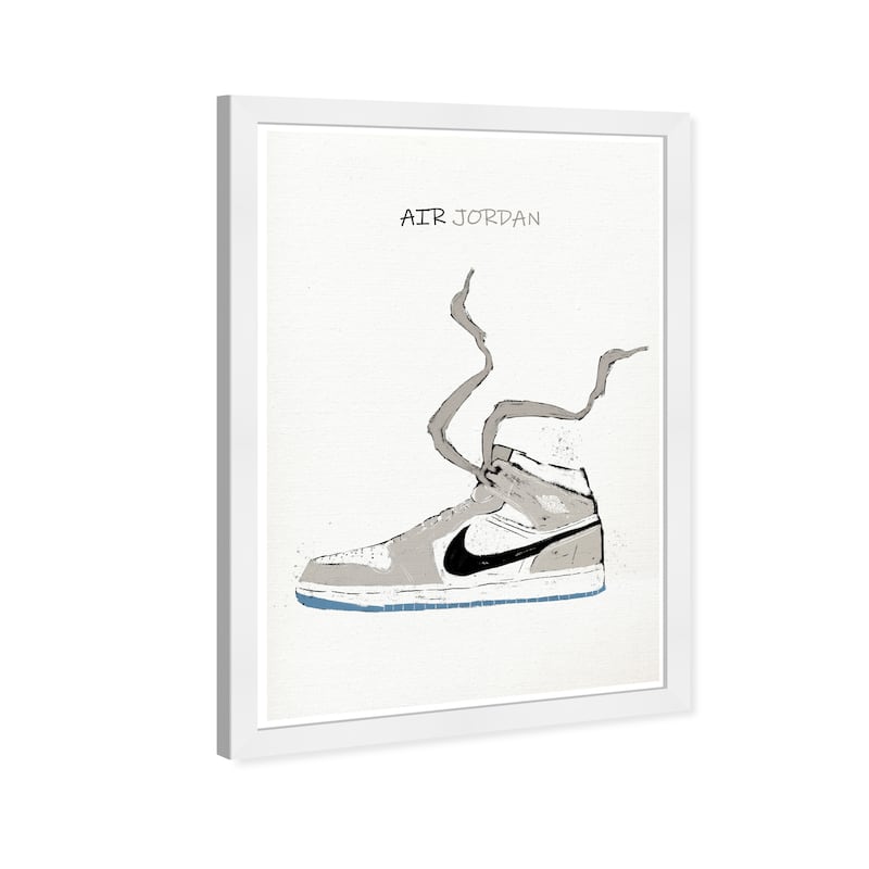 Wynwood Studio Prints Fashion and Glam Air jordan Drawing III Gray and Light Gray Modern & Contemporary Wall Art Canvas Print