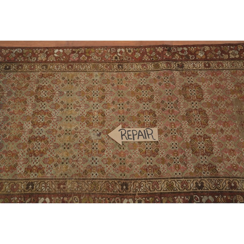 Hand Knotted Oriental 100% Wool Carpet Traditional All-Over Multi-Colored Senneh Runner Rug - 14' 1'' X 2' 11''