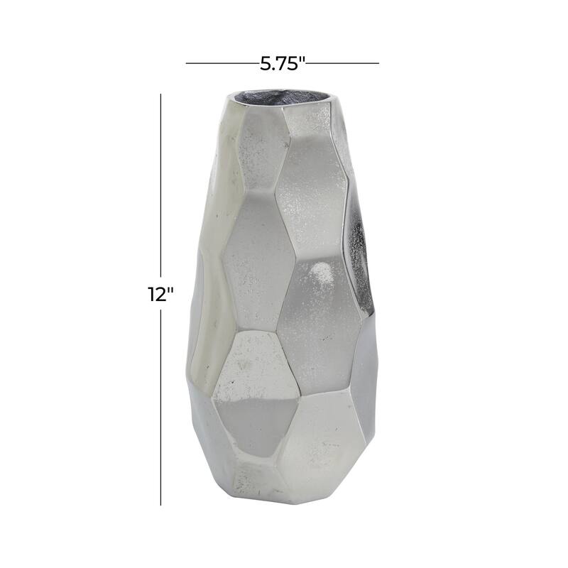 Aluminum Metal Geometric Decorative Vase - Silver - Roche River Decor