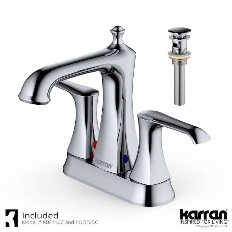 Karran Woodburn Two-Hole 2-Handle Bathroom Faucet with Matching Pop-Up Drain