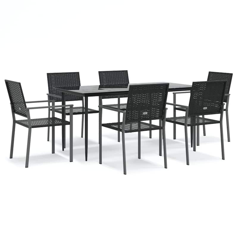 vidaXL 3/5/7/9 Piece Patio Dining Set with Cushions Poly Rattan and Steel