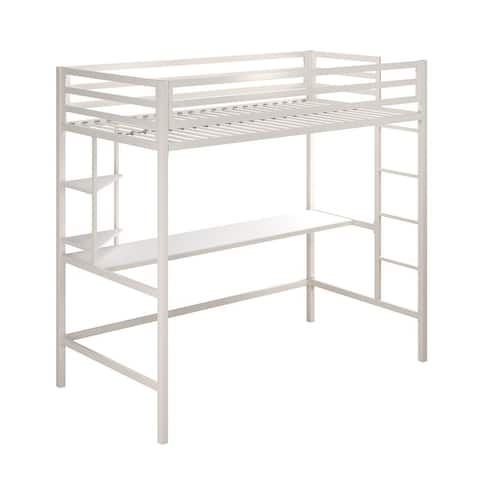 Novogratz Maxwell Metal Loft Bed with Desk & Shelves