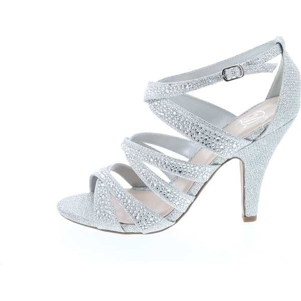 peep toe rhinestone heels