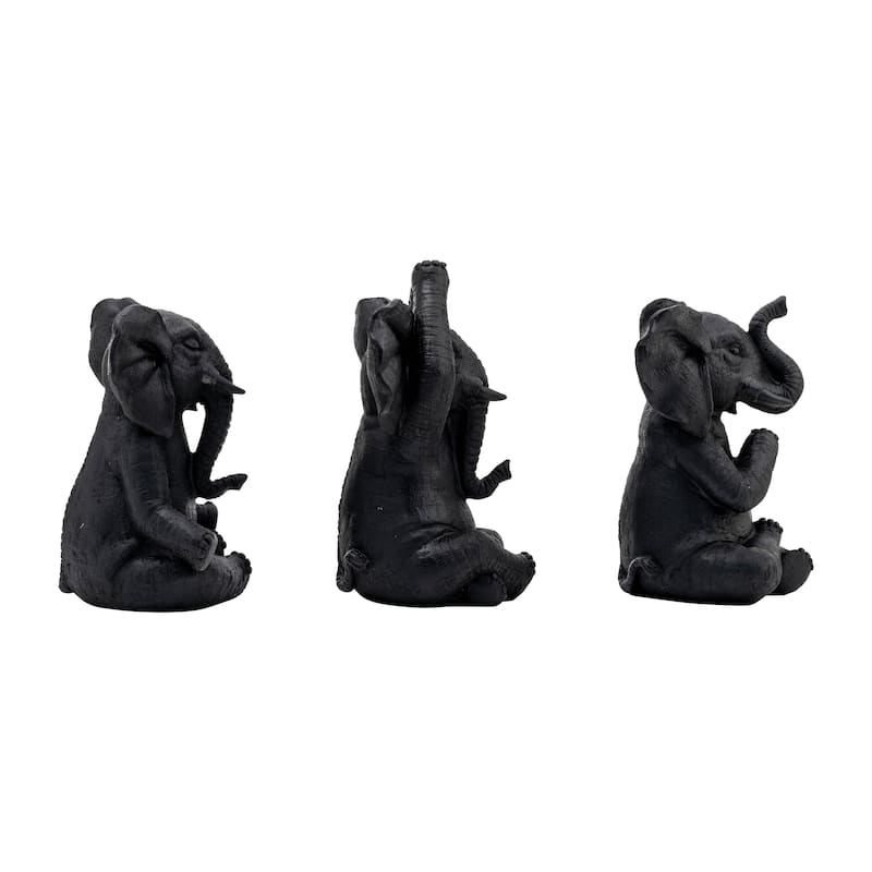 Decorative Resin Elephant Figurines with Yoga Poses - Set of 3, 8"