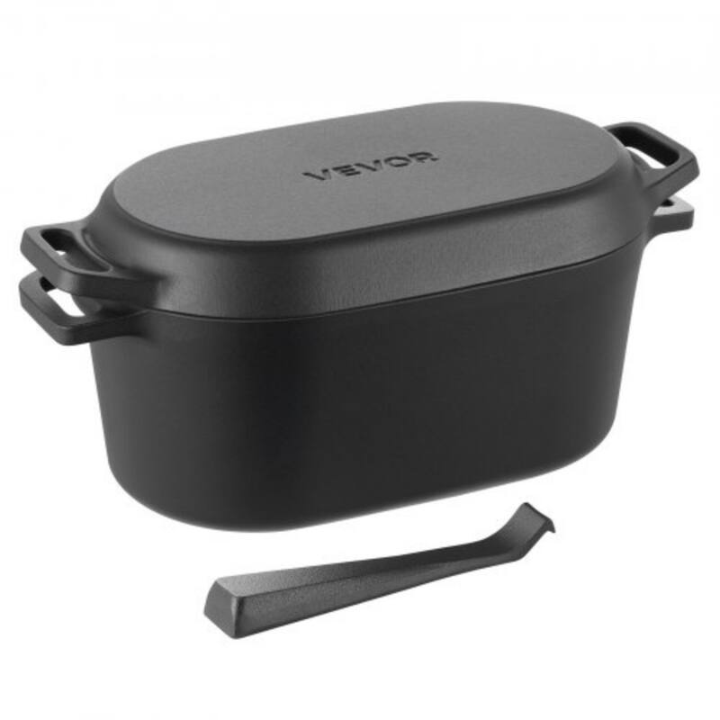 Black Cast Iron Enameled Dutch Oven 3.5QT with Lid Frying Pan - Black