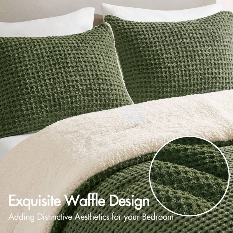 2 Pieces Twin Cable Knit Chenille Comforter Set