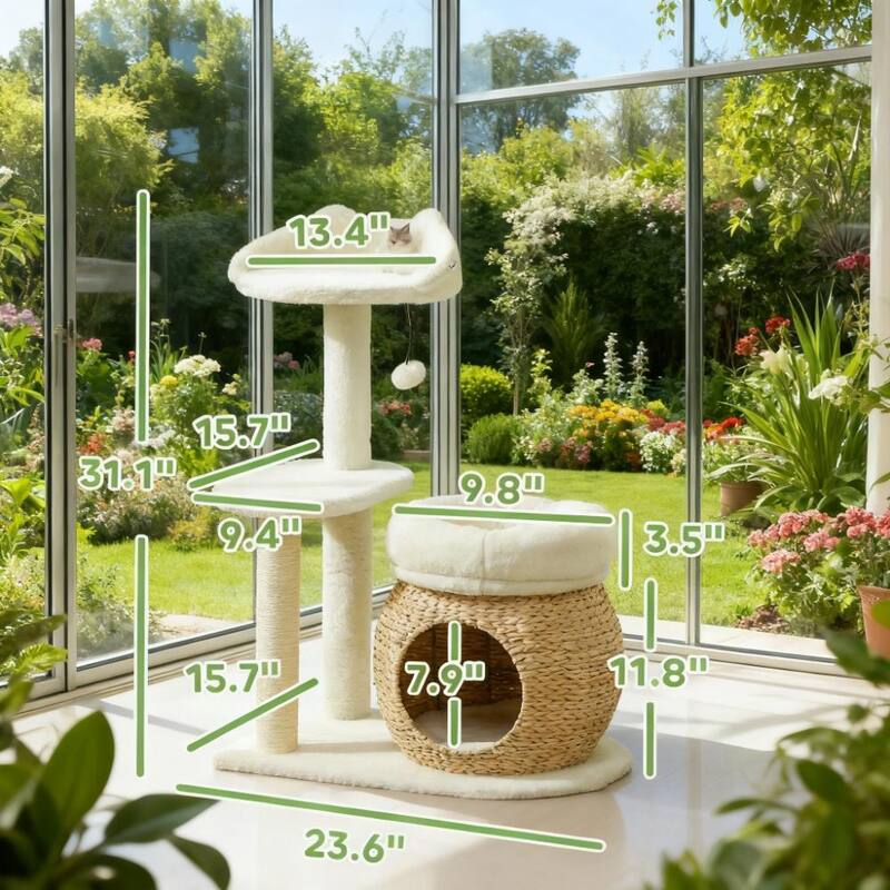 31" Cat Tree Tower with Scratching Posts