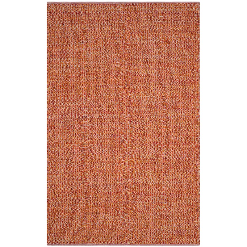 SAFAVIEH, Handmade Flatweave Montauk Gyrithe Casual Cotton Rug - 5' x 8' - Orange/Multi