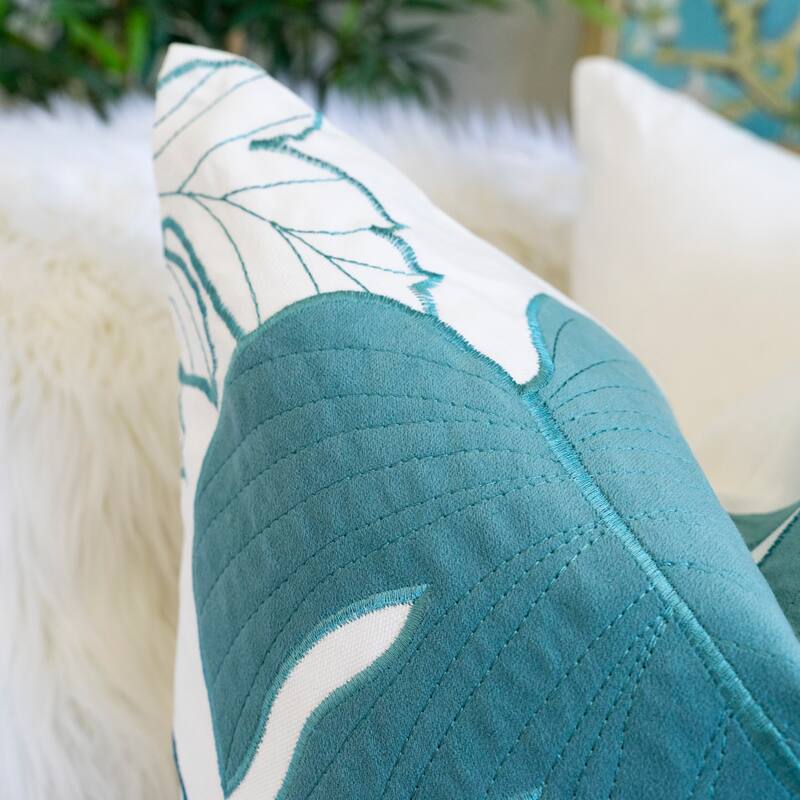 Leaf Pattern Decorative Pillow with Velvet Cover 20x20 Inches