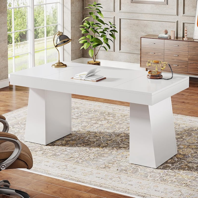 55 Inches Executive Desk with Double Trapezoid Base for home office