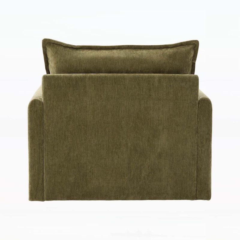 Modern Swivel Barrel Chair with Thick Padding,Metal Base,for Living Room and Bedroom