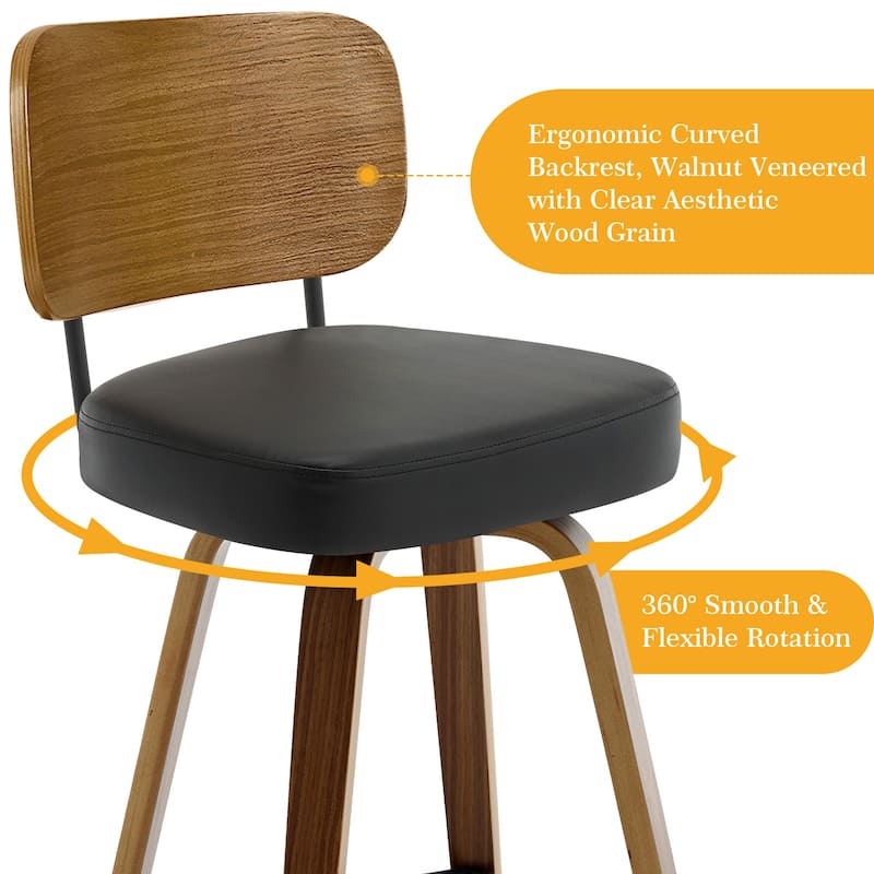 26" Swivel Upholstered Counter Height Bar Stool - 36.4" H x 17.1" W x 20" D