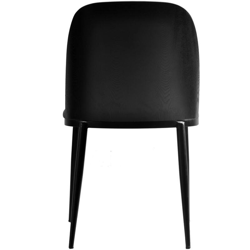 Dining Chair with Upholstered Seat and Back Side Chair with MDF Wood Frame in Black Steel
