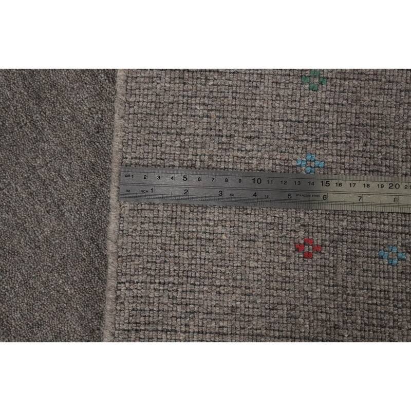 Hand Knotted Oriental 100% Wool Carpet Tribal Tribal Greys & Charcoal Gabbeh Area Rug - 12' 1'' X 9' 1''