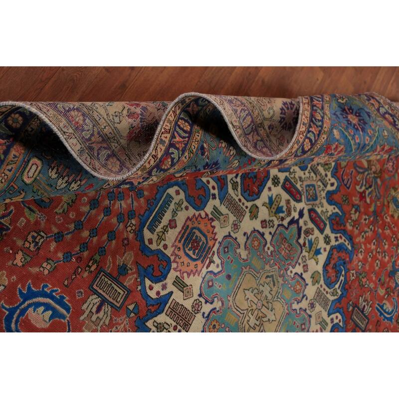 Orange Tabriz Persian Area Rug Handmade Wool Carpet - 9'3"x 12'10"