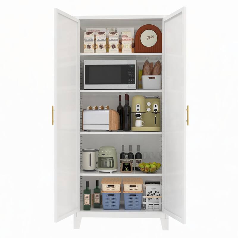71'' 2 Shapely Doors Cabinet, Metal Storage Cabinet(White)