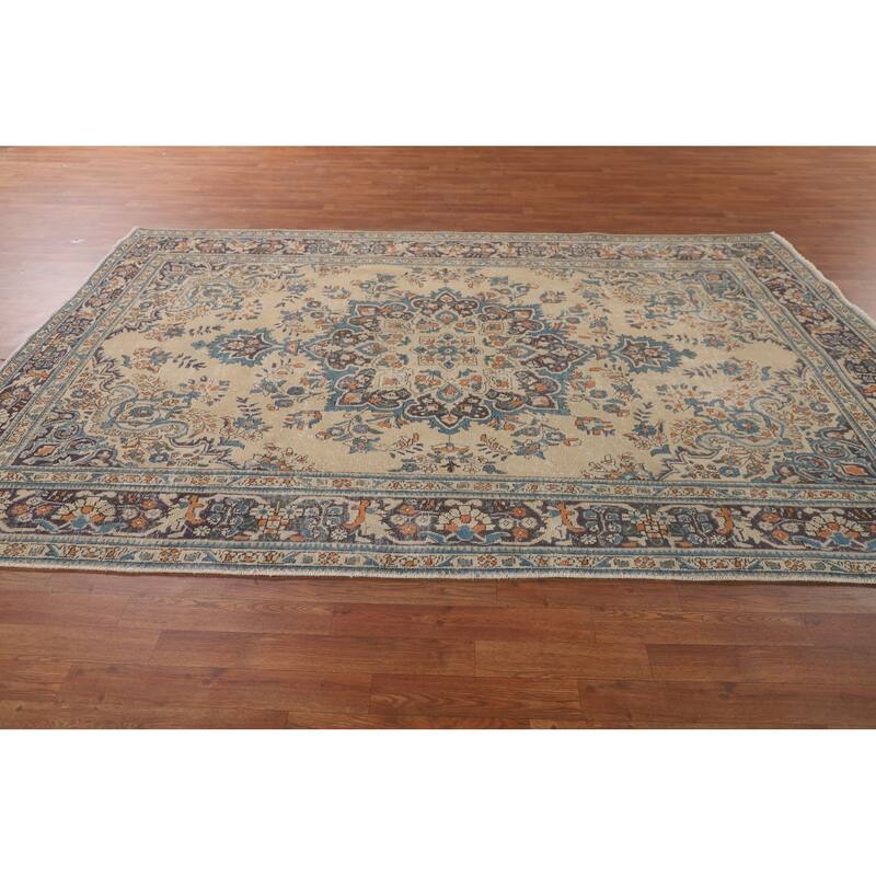 Tabriz Persian Vintage Rug Handmade Traditional Wool Carpet - 6'7"x 9'10"