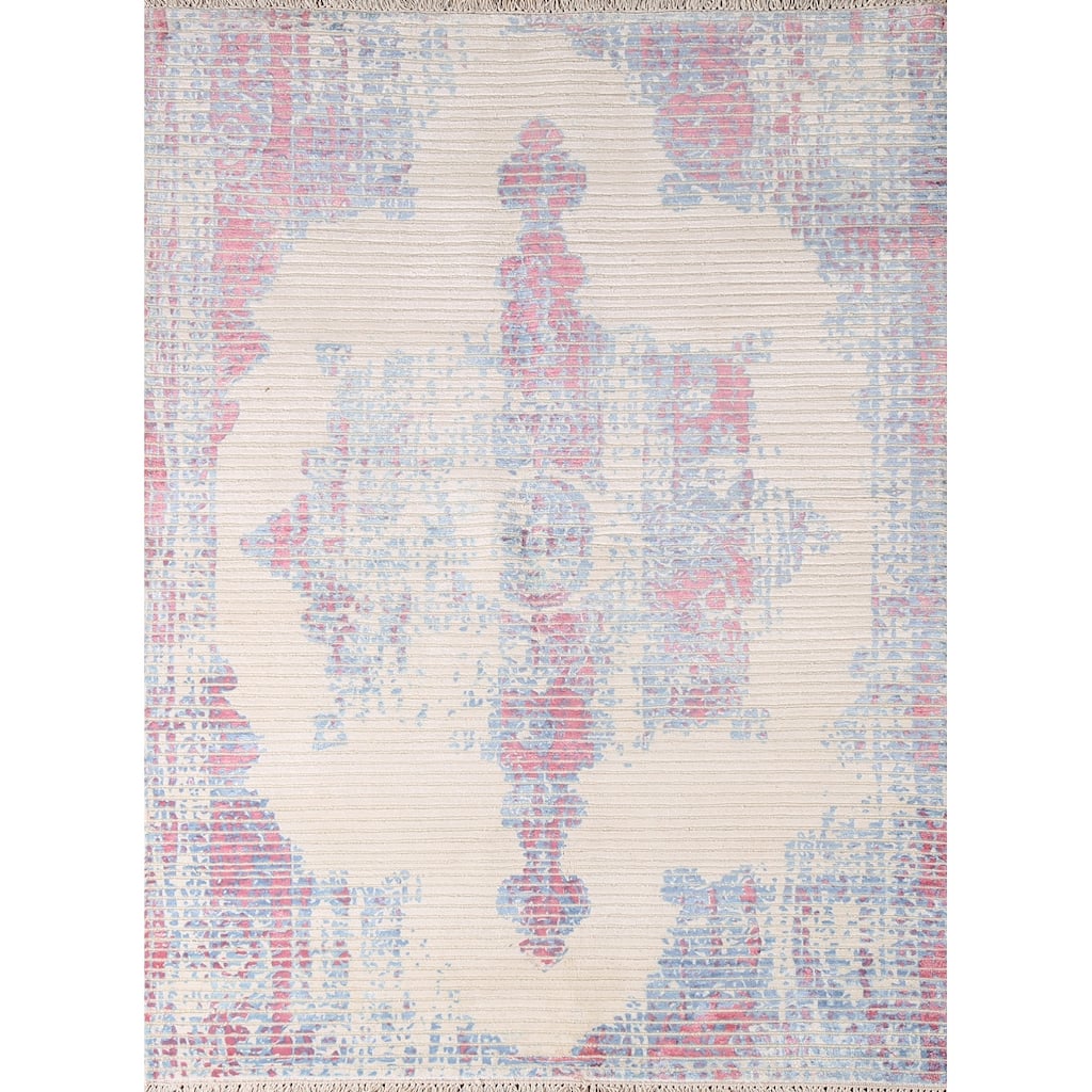 Abstract Accent Rug Hand-Knotted Striped Wool Carpet - 3'11"x 5'6"