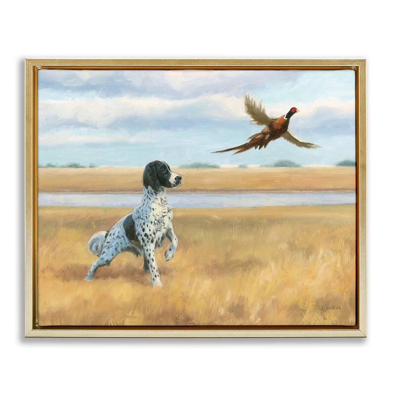 Stupell Pointer Dog & Pheasant Framed Floater Canvas Wall Art Design by James Wiens