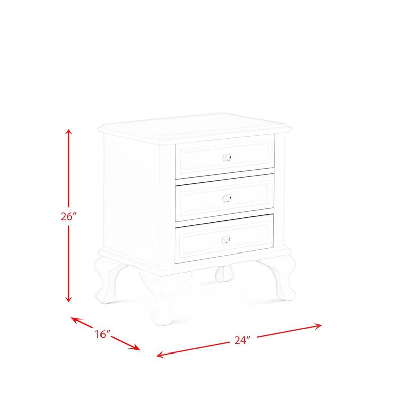Nightstand with Drawers - Old World Charm Accent Table, 3 Drawer Storage, Bedroom Furniture