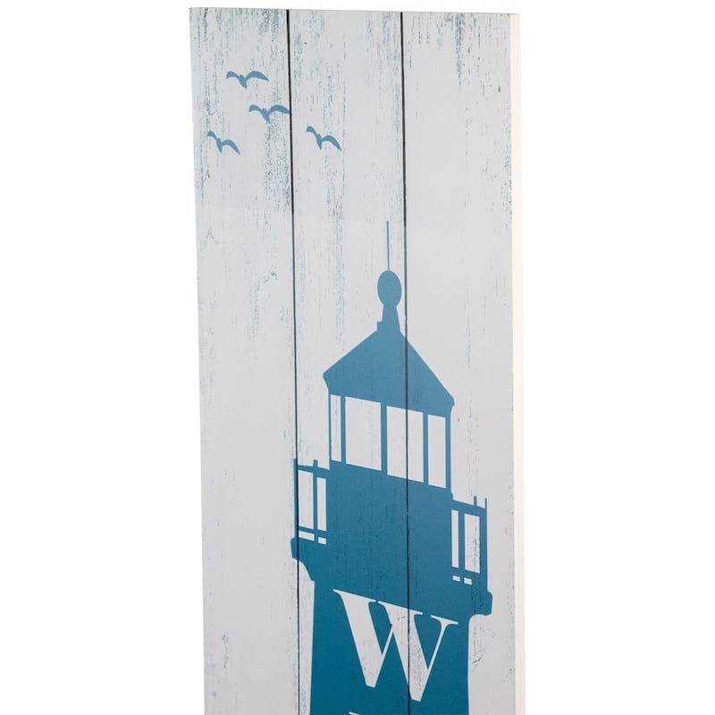 35.75" Weathered Lighthouse "Welcome" Wall Sign - 75"